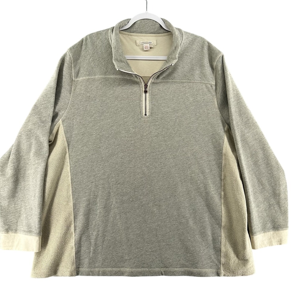 Carbon 2‎ Cobalt Mens Size XXL Long Sleeve 1/4 Zip Pullover Sweater Beige Gray